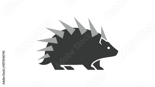 A stylized illustration of a hedgehog with sharp spikes, a symbol of nature.