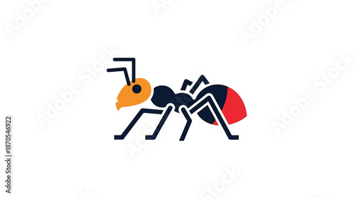 Colorful ant illustration on white background, perfect for design projects and educational materials.
