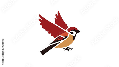 A vibrant illustration of a bird in mid-flight with outstretched wings and detailed feathers.