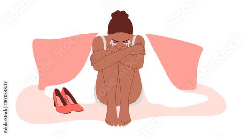 Emotional Turmoil: An illustrated woman, alone and vulnerable, conveys a sense of heartbreak and inner turmoil.