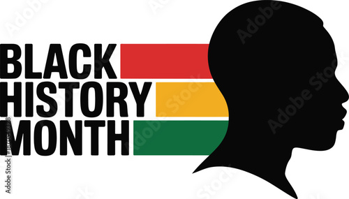 Black History Month African American Profile Silhouette Minimal Vector illustration on white background