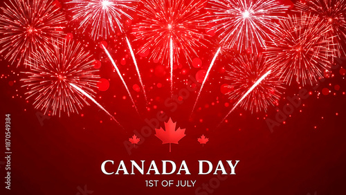 Vibrant red fireworks illuminate the sky for canada day celebration on 1st of july isolated on transparent background