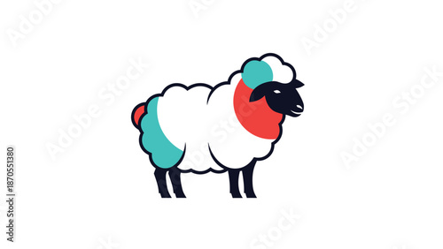 Colorful sheep illustration - A charming and vibrant animal design.
