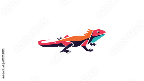 Colorful lizard illustration on white background, vibrant reptile design, artistic animal.