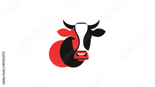 Creative and modern logo design featuring a stylized cow head with bold colors.