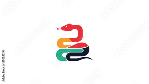 Colorful snake logo design representing nature and wildlife in a creative way.