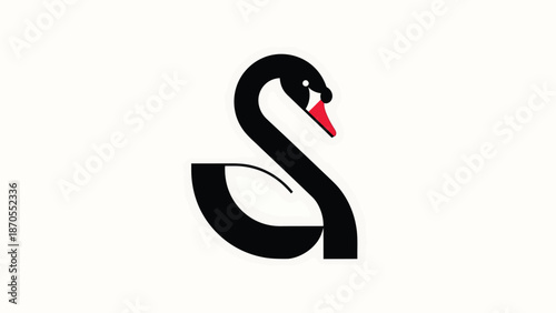 Elegant black swan logo design with a unique and artistic appearance on white background.