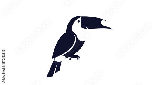 Elegant silhouette of a toucan bird perched, showcasing its distinctive beak and form.