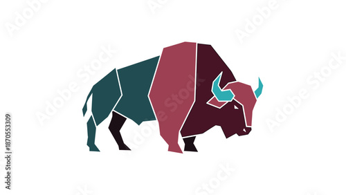 Geometric bison illustration showcasing a modern artistic representation of the animal.