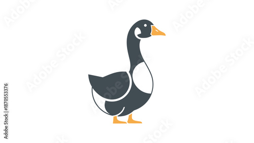 Elegant goose illustration showcasing detailed feathers and graceful posture on a white background.