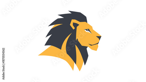 Majestic lion profile illustration showcasing strength and regal presence with vibrant colors.