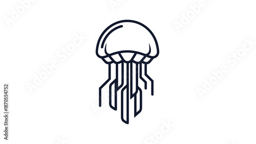 Minimalist jellyfish illustration showcasing elegant lines and marine life beauty.