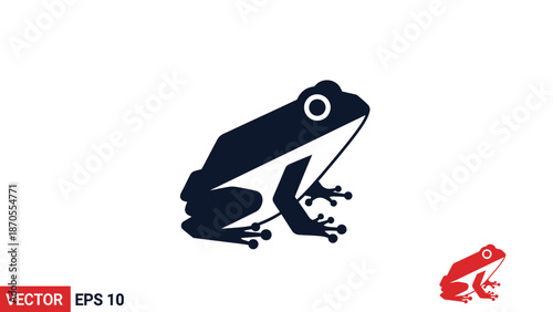 Minimalist frog illustration in black and white, perfect for design elements.