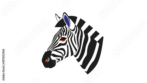 Striking zebra head portrait showcasing intricate black and white stripes and captivating details.