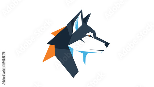 Geometric Husky Head Design - A Modern and Stylish Illustration.