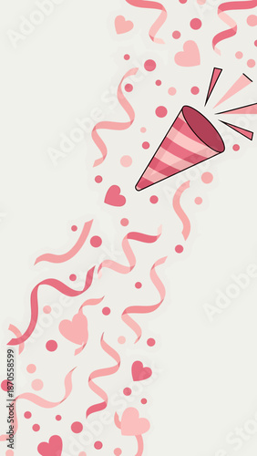 Festive party popper confetti explosion celebration design element.