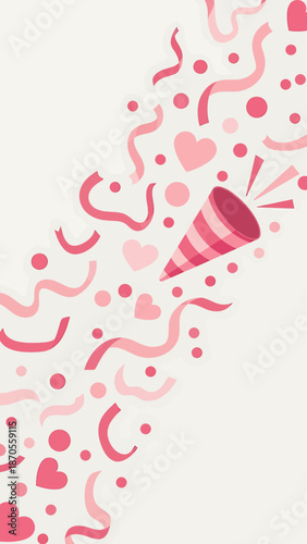 Vibrant pink confetti and streamers bursting from a party popper celebration.