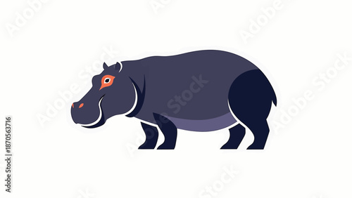 A detailed illustration of a large hippopotamus standing proudly on its feet.