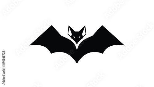 Black bat silhouette with spread wings, a symbol of darkness and mystery.