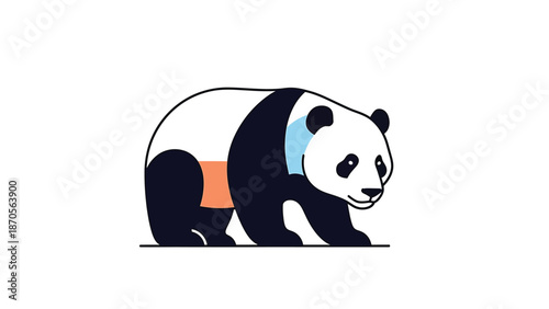 Charming panda bear illustration showcasing its unique black and white fur pattern.