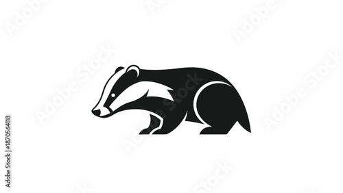 A striking black and white badger illustration, showcasing its distinctive markings and form.