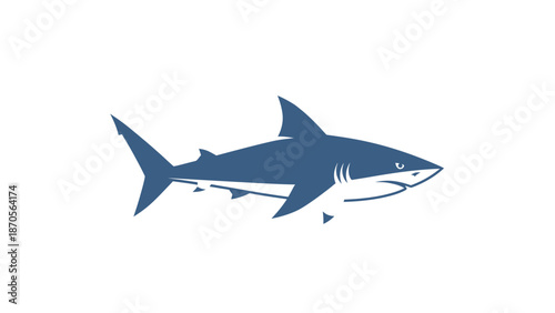 Blue shark illustration on white background, perfect for design projects.