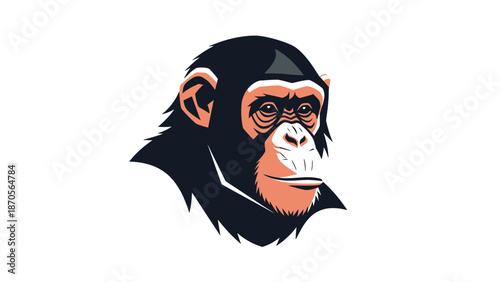 Chimpanzee portrait illustration with detailed facial features and fur texture.