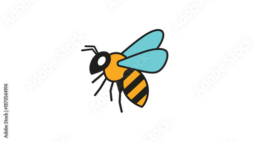 Cartoon bee illustration isolated on white background, perfect for design.