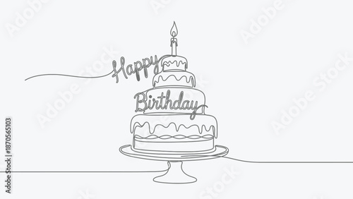 birthday greeting card design with luxurious writing and cake