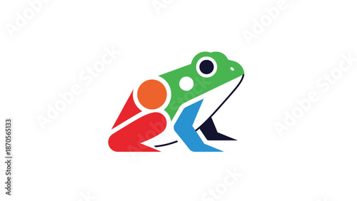 Colorful geometric frog illustration showcasing vibrant design and artistic representation.