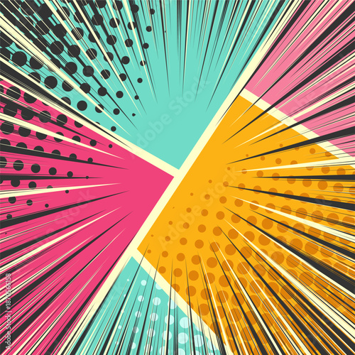 Burst pop art vintage background