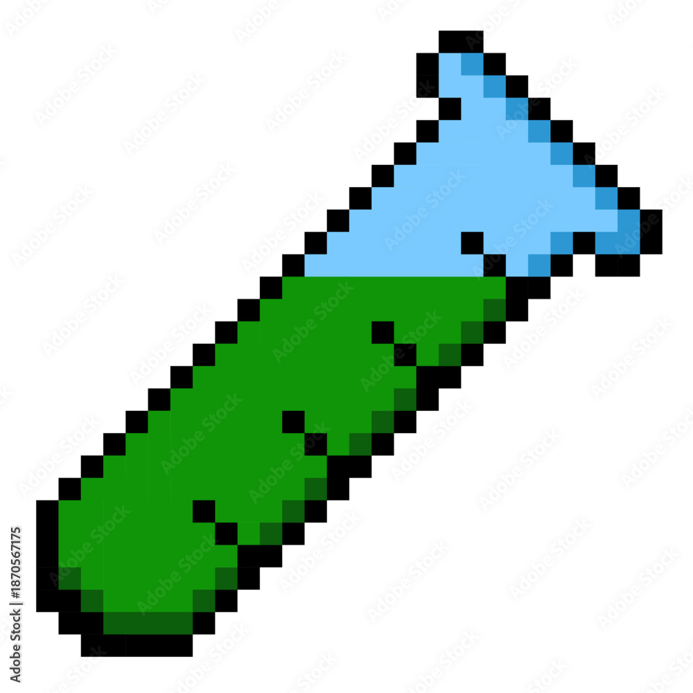 Fototapeta premium Pixel art laboratory flask icon symbolizing science, education, and experimentation. Perfect for apps, games, UI, edtech platforms, research projects and digital learning interfaces.