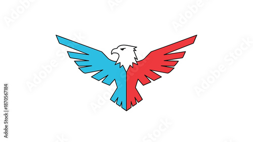 Colorful eagle illustration with wings spread wide, ready to soar through the sky, vibrant design.