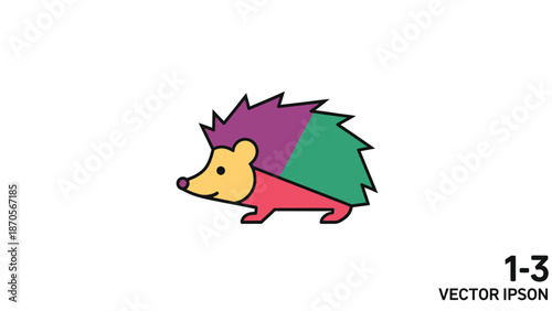 Colorful hedgehog illustration with vibrant spikes and a playful design, perfect for kids.