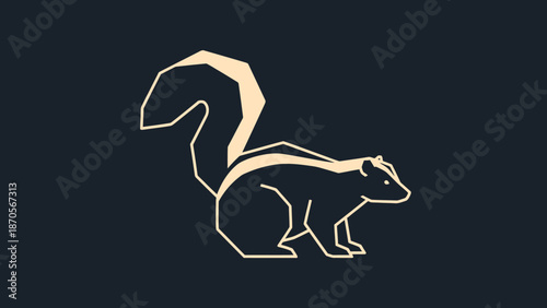Stylized skunk illustration with geometric shapes and a minimalist design, perfect for logos.