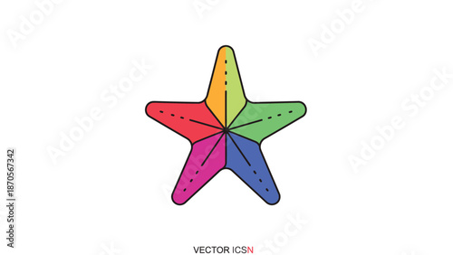 Colorful star illustration with vibrant segments and a white background.