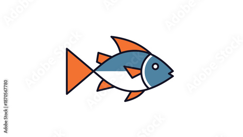 Colorful cartoon fish illustration with orange fins and blue body, simple design.