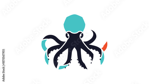 Stylized octopus illustration with vibrant colors and intricate details, isolated on white background.