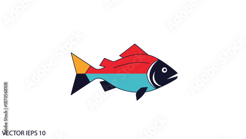 Colorful fish illustration with vibrant hues and creative design, perfect for aquatic themes.
