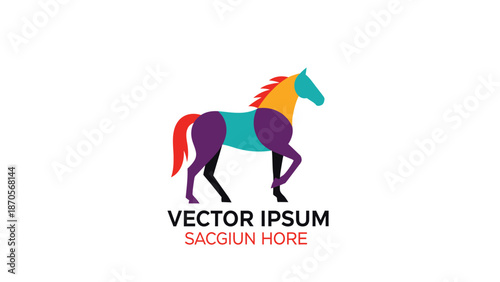Colorful horse logo design with vibrant hues and vector illustration.