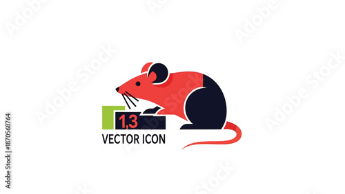 Vibrant illustration of a stylized mouse with a bold color palette and vector design.