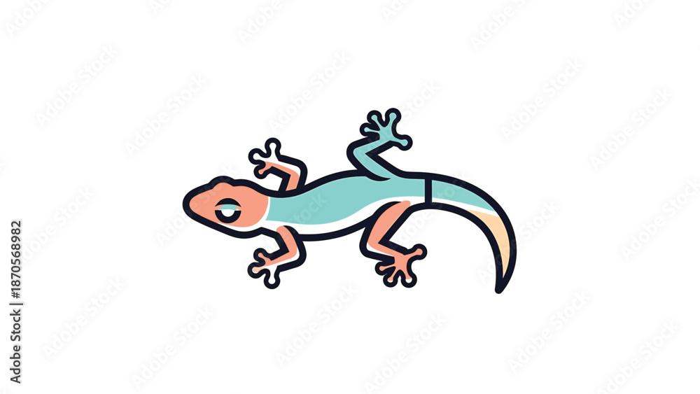 Fototapeta premium Colorful lizard illustration on white background, perfect for educational or design projects.