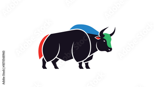 Vibrant illustration of a yak, showcasing its unique features and colors.