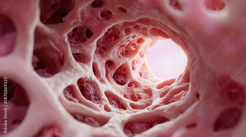 Fototapeta premium Internal microscopic view of porous biological tissue structure