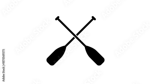 A pair of black oars crossed over each other on a white background