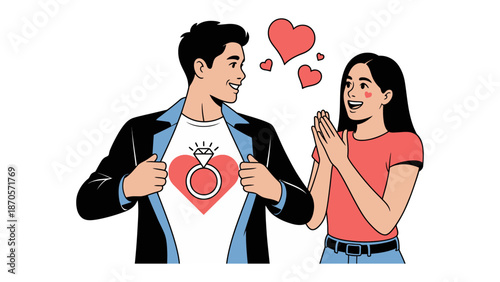 Love and Proposal: An illustration captures the essence of love and commitment.