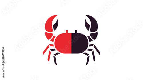 Vibrant crab illustration showcasing bold colors and symmetrical design elements.