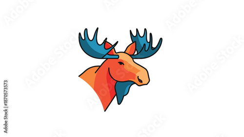 Vibrant illustration of a majestic moose with impressive antlers, a symbol of the wilderness.