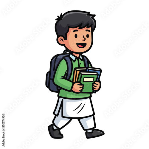 A cartoon boy with dark hair