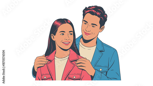 Affectionate Glance: A loving couple shares a moment of connection, gazing into each other's eyes with warmth and affection, conveying the depth of their relationship.